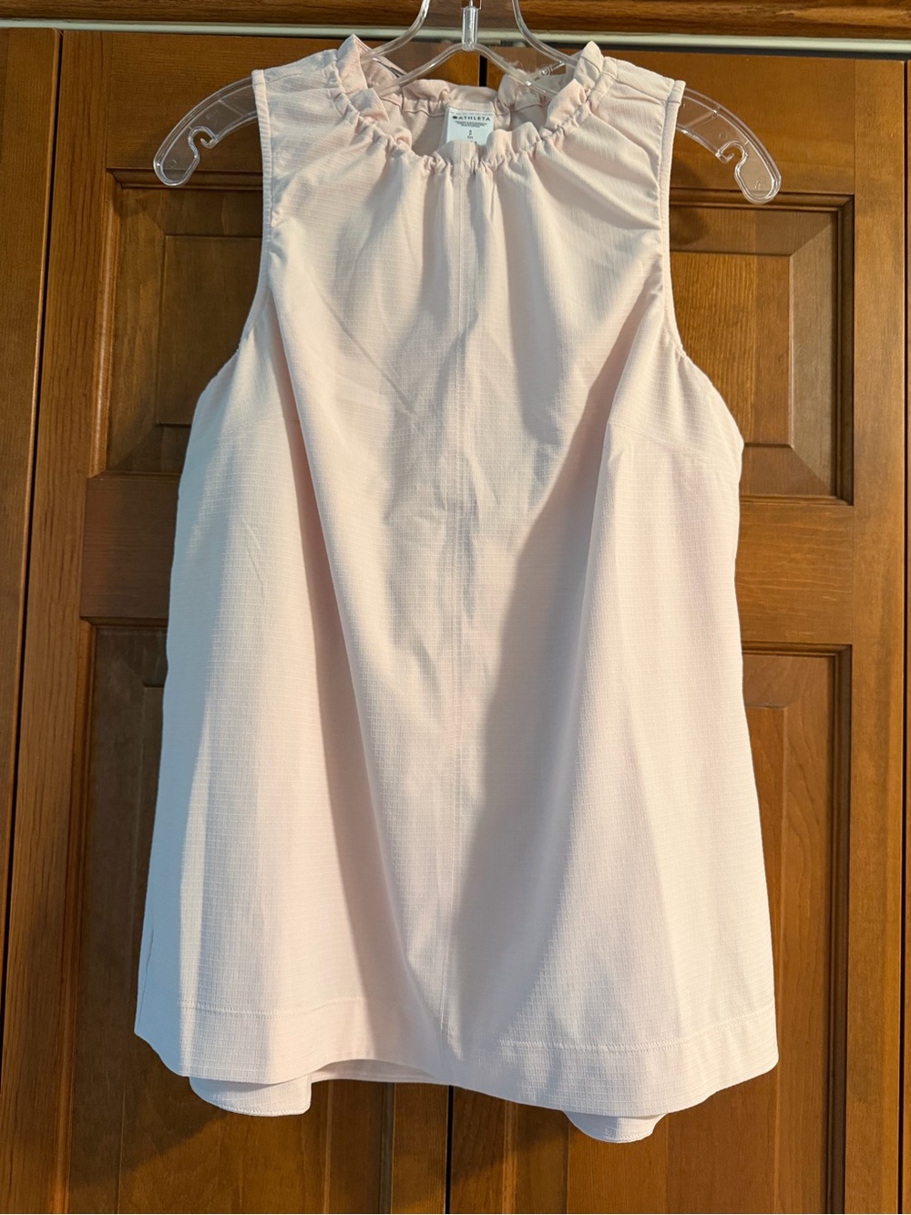 Athleta Light Pink Sleeveless Ruffle-Neck Tank